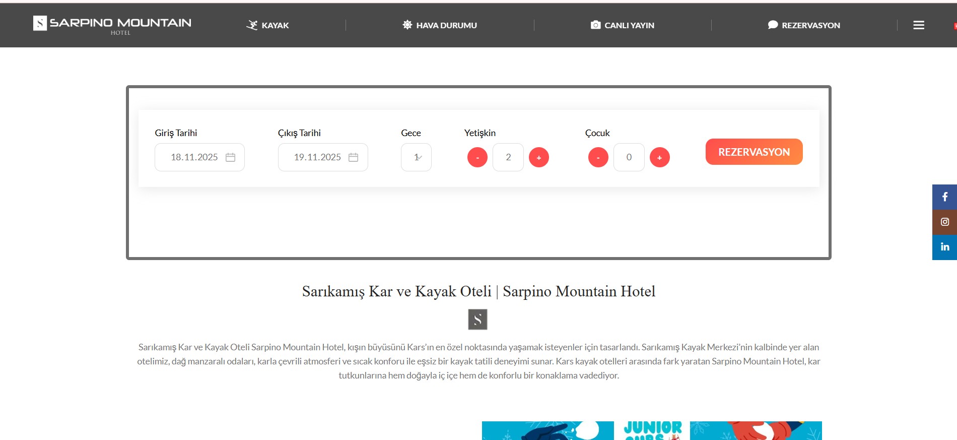 Sarpino Mountain Hotel | Sarıkamış Kar ve Kayak Oteli