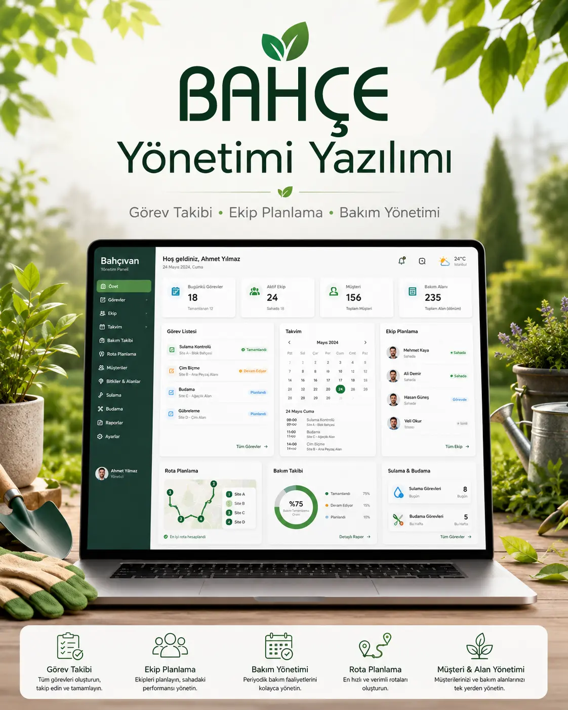 Bahçe Yönetimi Yazılımı ve Web Sitesi: Bahçe Bakımını Dijitalleştirin